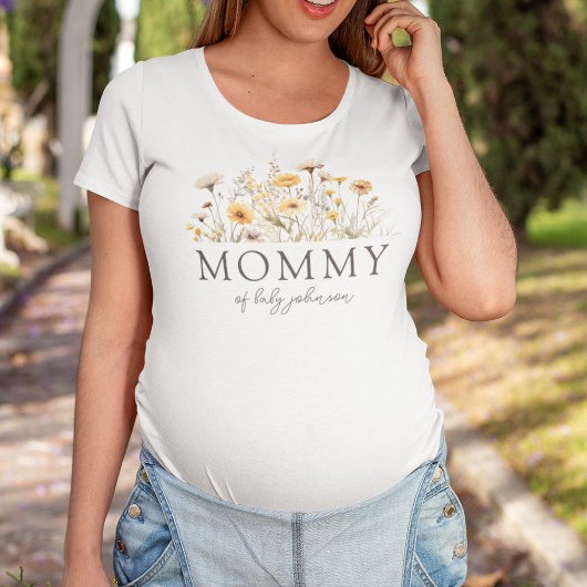 Boho Wildflowers Baby Shower Mommy T-shirt