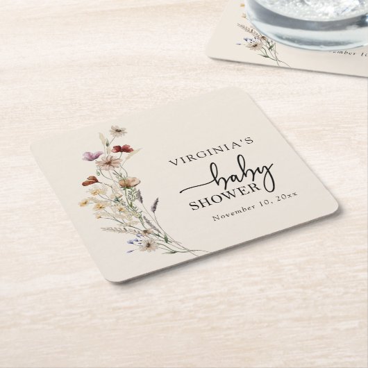 Boho Wildflowers Baby shower Onderzetters (Schuin)