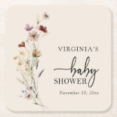 Boho Wildflowers Baby shower Onderzetters (Voorkant)