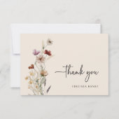 Boho Wildflowers Babyfeestje Bedankkaart (Voorkant)