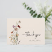 Boho Wildflowers Babyfeestje Bedankkaart (Staand voorkant)