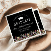 Boho Wildflowers Black Graduation Party Servet