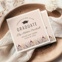Boho Wildflowers Blush Pink Graduation Party