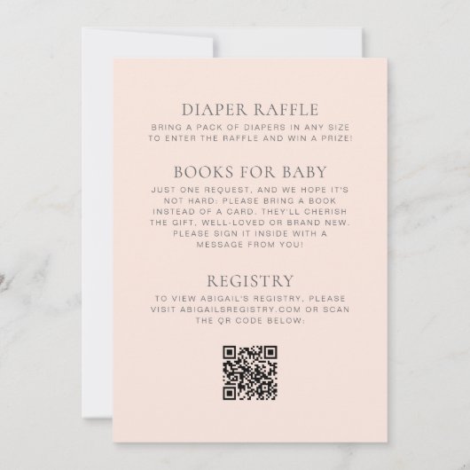 Boho Wildflowers Blush QR Code Baby shower Kaart (Achterkant)
