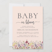 Boho Wildflowers Blush QR Code Babyfeestje Kaart (Voorkant)