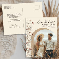 Boho Wildflowers Boog Foto Huwelijk Save the Date