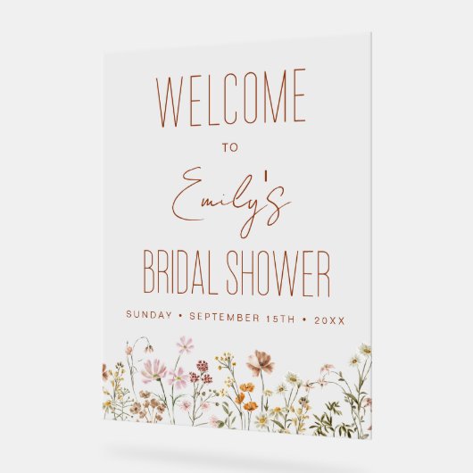 Boho Wildflowers Bruiloft Feestelijke Ontvangstbor Acryl Bord (Hoek)