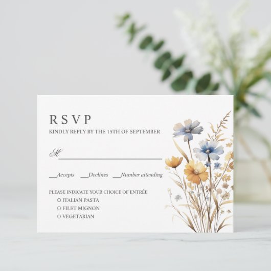 BOHO WILDFLOWERS BRUILOFT RSVP MAALTIJD KEUZE (Staand voorkant)