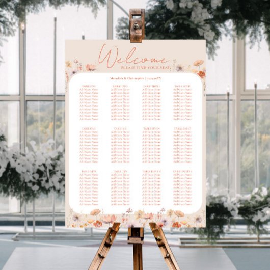 Boho Wildflowers Bruiloft Vind uw stoel Poster