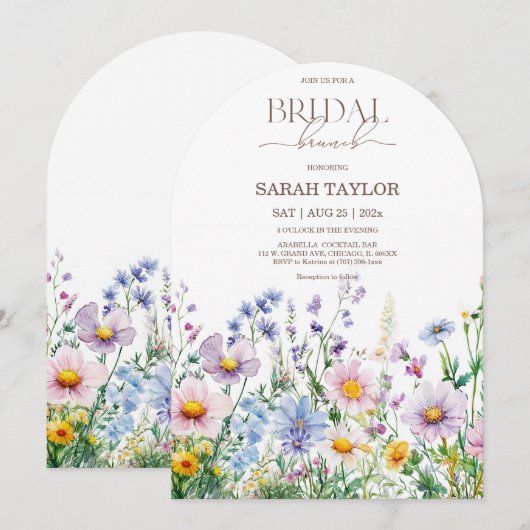 Boho Wildflowers Bruiloftsshower Sjabloon Kaart (Voorkant / Achterkant)