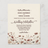Boho Wildflowers BUDGET Wedding Invite w / Details (Voorkant)