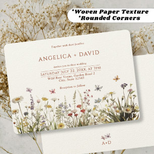 Boho Wildflowers Butterflies Uitnodiging voor het