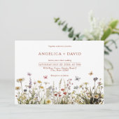 Boho Wildflowers Butterflies Uitnodiging voor het (Staand voorkant)