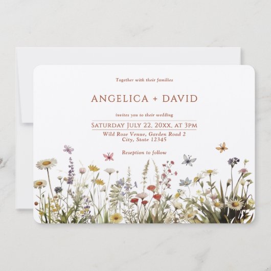 Boho Wildflowers Butterflies Uitnodiging voor het (Voorkant)