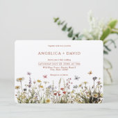 Boho Wildflowers Butterflies Uitnodiging voor het  (Staand voorkant)