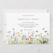 Boho Wildflowers en Butterflies Wedding Kaart (Voorkant)
