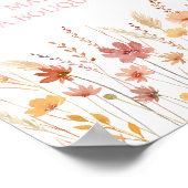 Boho Wildflowers Favors Vrijgezellenfeest Sign Poster (Hoek)