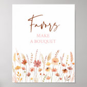 Boho Wildflowers Favors Vrijgezellenfeest Sign Poster (Voorkant)