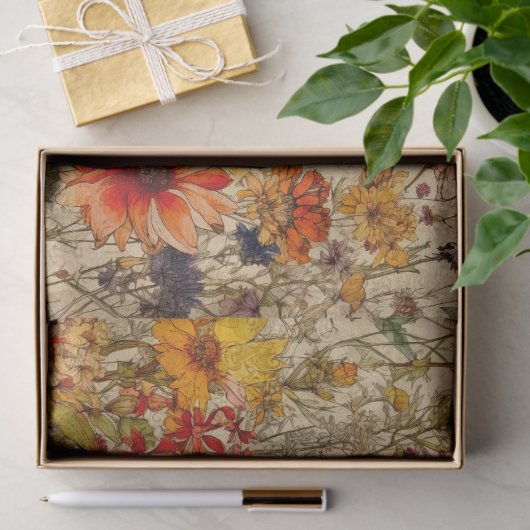 BOHO WILDFLOWERS FLORAL DECOUPAGE TISSUEPAPIER (Geschenk)