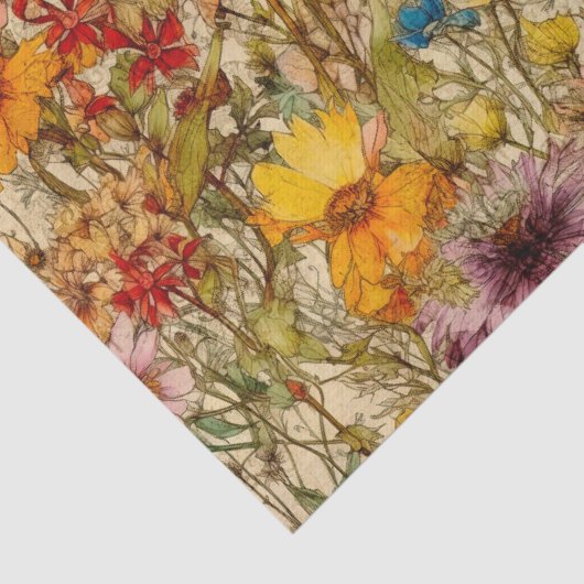 BOHO WILDFLOWERS FLORAL DECOUPAGE TISSUEPAPIER (Detail)