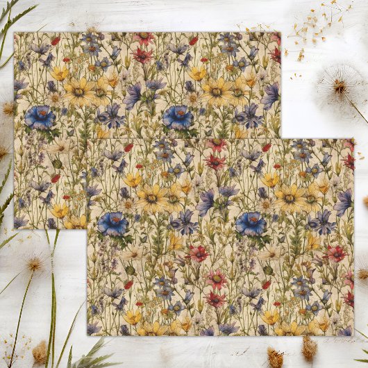 BOHO WILDFLOWERS FLORAL DECOUPAGE TISSUEPAPIER