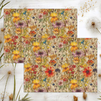 BOHO WILDFLOWERS FLORAL DECOUPAGE TISSUEPAPIER