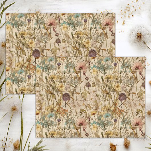 BOHO WILDFLOWERS FLORAL DECOUPAGE TISSUEPAPIER