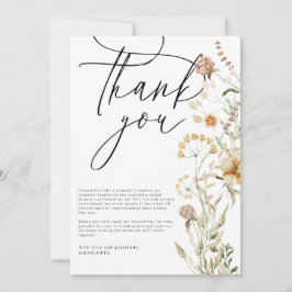 Boho Wildflowers Foto Bruidsfeestje Bedankkaart