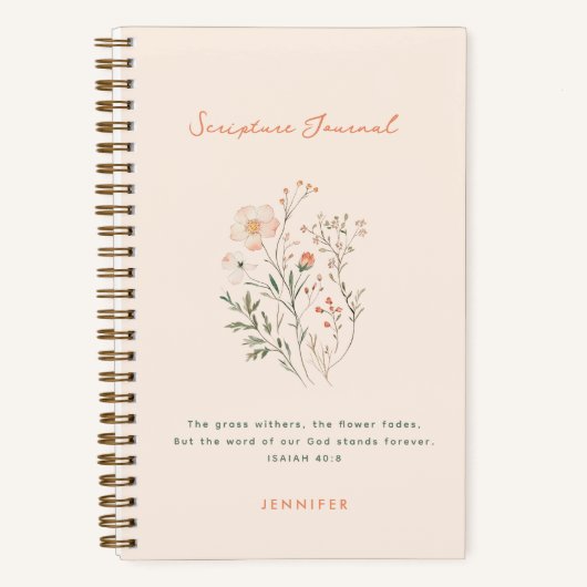Boho Wildflowers Gepersonaliseerd Schriftdagboek Notitieboek (Voorkant)