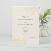  Boho Wildflowers Gold Wedding Invitation Kaart (Staand voorkant)