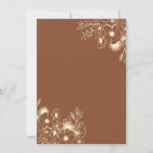  Boho Wildflowers Gold Wedding Invitation Kaart (Achterkant)