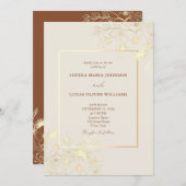Boho Wildflowers Gold Wedding Invitation Kaart (Voorkant / Achterkant)
