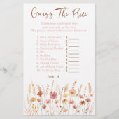 Boho Wildflowers Guess De prijs Baby shower spel (Voorkant)