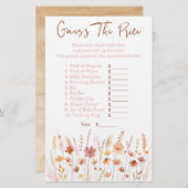 Boho Wildflowers Guess De prijs Baby shower spel (Voorkant / Achterkant)