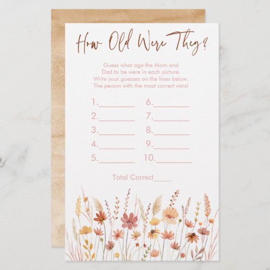 Boho Wildflowers Hoe oud waren ze douchespel (Voorkant / Achterkant)