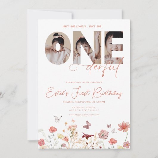 Boho Wildflowers Is Ze Niet EenHeerlijke 1e Verjaa Kaart (Voorkant)