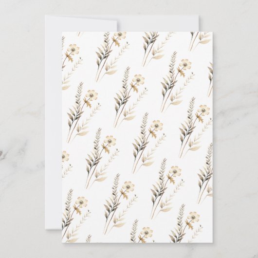 Boho Wildflowers Journey begint Baby shower Kaart (Achterkant)