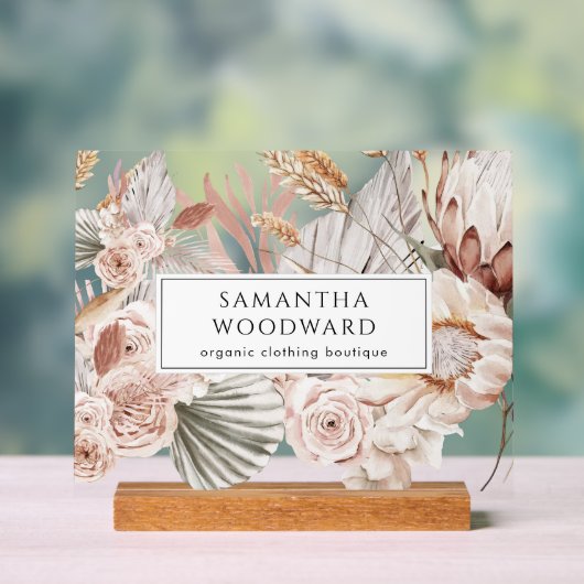 Boho Wildflowers Kleding Branding Teken Acryl Bord (Neutraal)