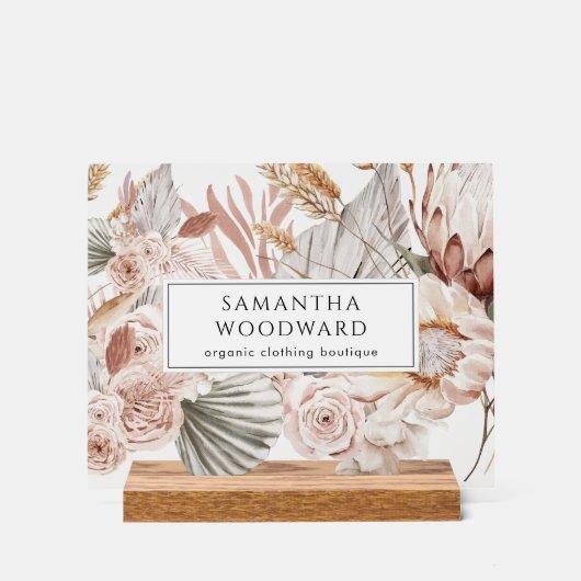 Boho Wildflowers Kleding Branding Teken Acryl Bord (Voorkant)