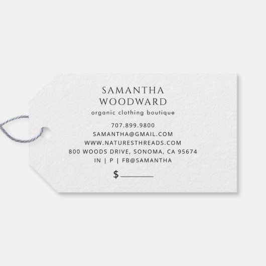 Boho Wildflowers Kleding Prijs Hang Label Cadeaulabel (Achterkant Horizontaal)