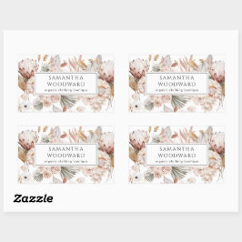 Boho Wildflowers Kledingmerk Product Rechthoekige Sticker