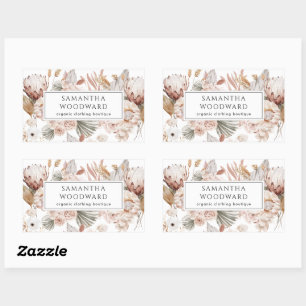 Boho Wildflowers Kledingmerk Product Rechthoekige Sticker