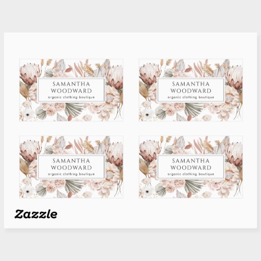 Boho Wildflowers Kledingmerk Product Rechthoekige Sticker (Vel)