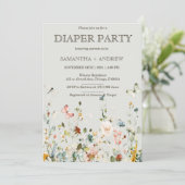 Boho Wildflowers Luier Party Sjabloon Kaart (Staand voorkant)