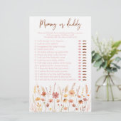 Boho Wildflowers Mama of Daddy Baby shower Game (Staand voorkant)