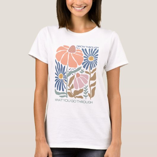 Boho Wildflowers met Inspirerend Quote T-shirt (Voorkant)