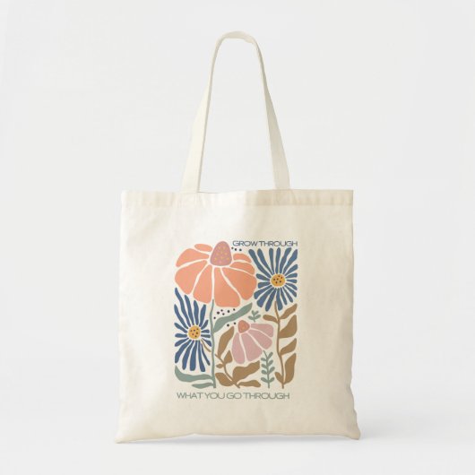 Boho Wildflowers met Inspirerend Quote Tote Bag (Voorkant)