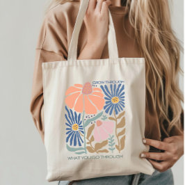 Boho Wildflowers met Inspirerend Quote Tote Bag