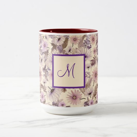 Boho Wildflowers met Monogram Tweekleurige Koffiemok (Center)