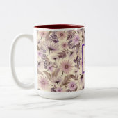 Boho Wildflowers met Monogram Tweekleurige Koffiemok (Links)